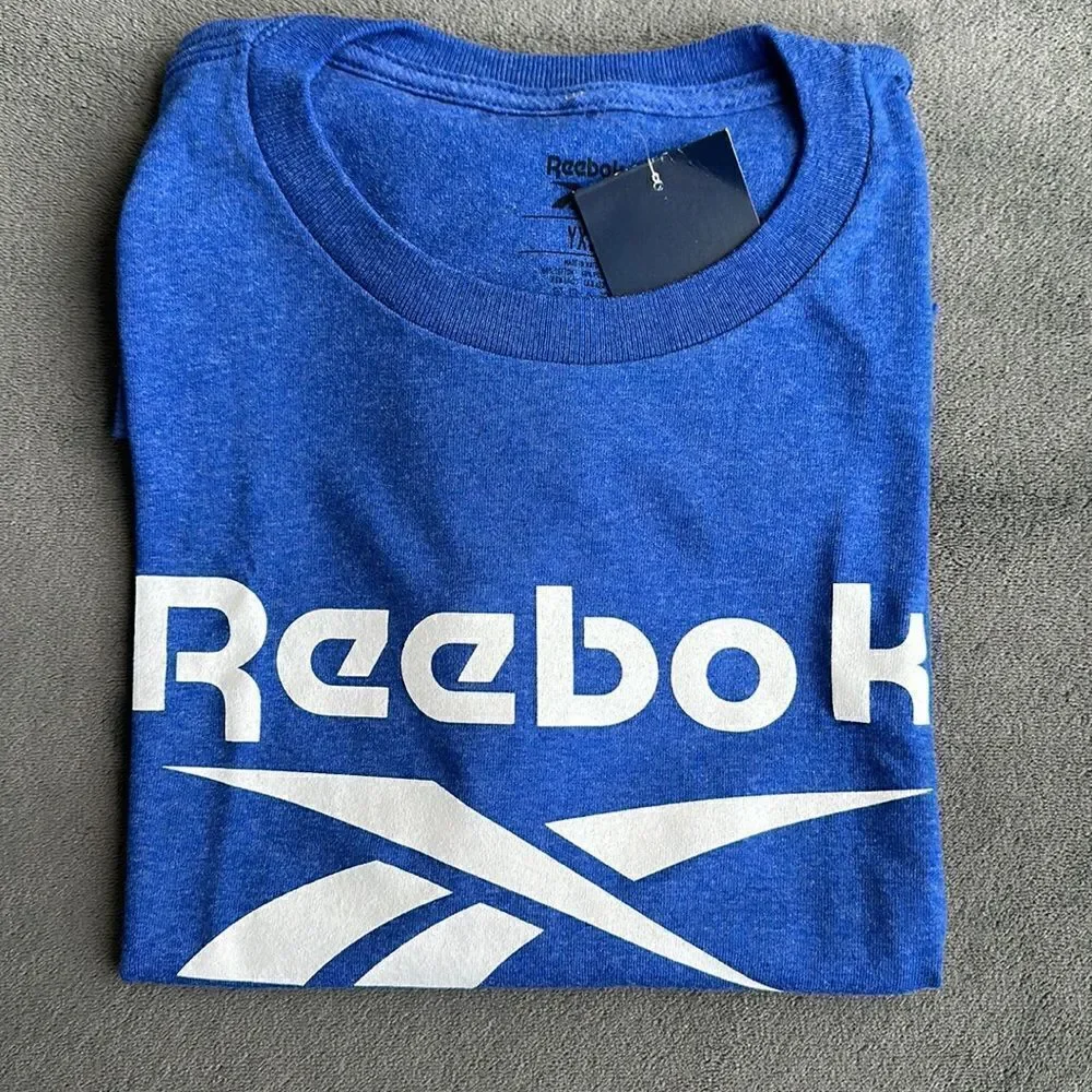 New Reebok Blue Logo Crew Neck Tee Size Youth XL